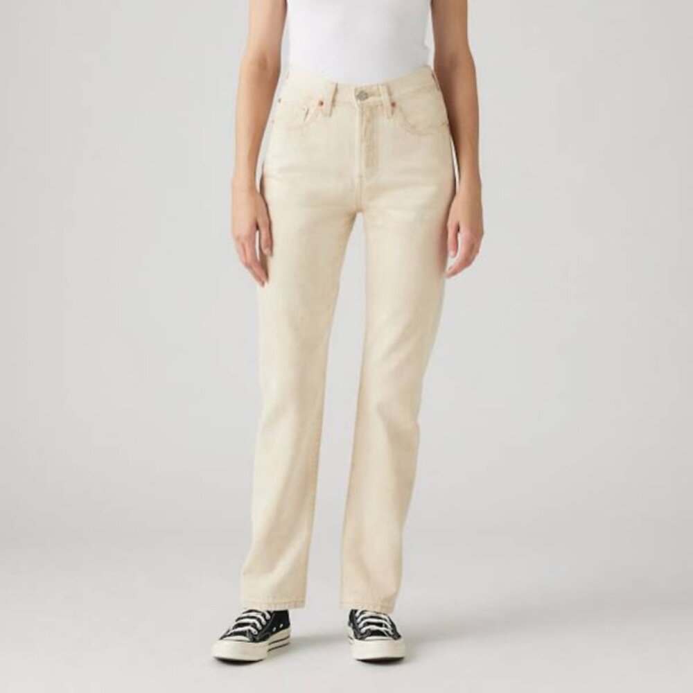 Levi's Women's Jeans 31x30 Tan 501 XX Light Wash Straight Leg Button Fly Pockets